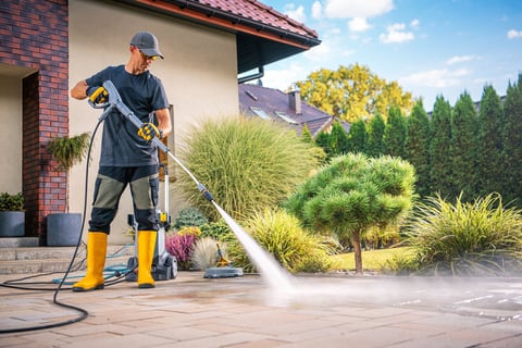 Garden patio pressure washing