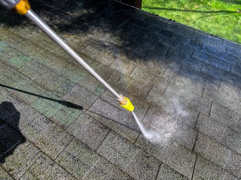 Soft wash roof cleaning